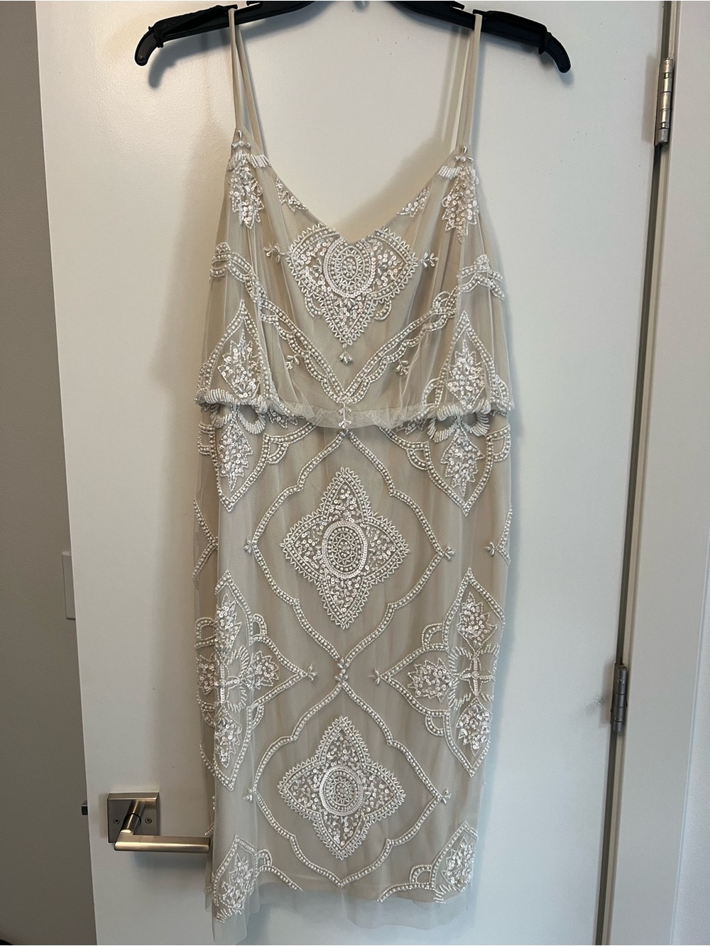 Adrianna Papell Ivory Beaded Midi Dress